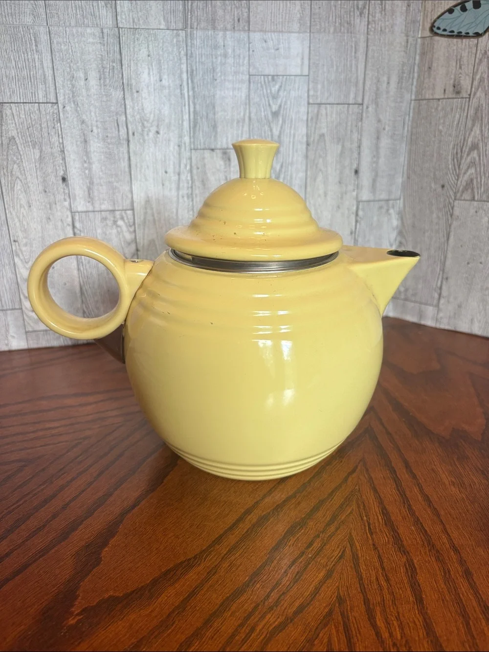 Fiestaware Yellow Ceramic Round Teapot with Loop Handle